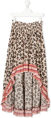 Twinset Kids TEEN leopard-print midi skirt
