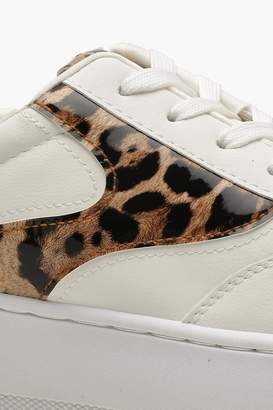 boohoo Leopard Panel Platform Sneakers