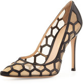 Thumbnail for your product : Gianvito Rossi Honeycomb Point-Toe Pump, Black/Nude