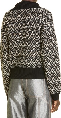Missoni Women's Textured Chevron Wool Blend Half Zip Sweater