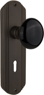 Nostalgic Warehouse Deco Plate with Decorative Keyhole and Black Porcelain Door Knob