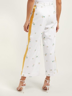 Racil Agadir Floral-embroidered Striped Trousers - White Multi
