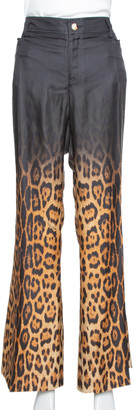 leopard flare pants green