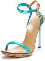 Thumbnail for your product : Casadei Patent Leather Wood Sole Sandal