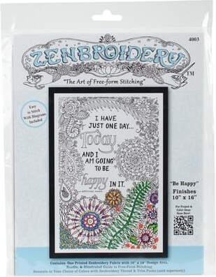 Designworks Design Works™ Zenbroidery™ Be Happy Stamped Embroidery Kit