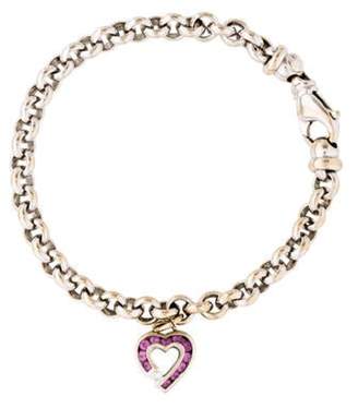 Charles Krypell 18K Diamond & Sapphire Heart Charm Bracelet white 18K Diamond & Sapphire Heart Charm Bracelet