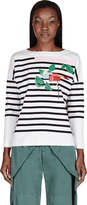 Thumbnail for your product : Band Of Outsiders White Striped Graphic Print T-Shirt