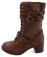 Thumbnail for your product : Bamboo Belted Mid-Heel Combat Boots