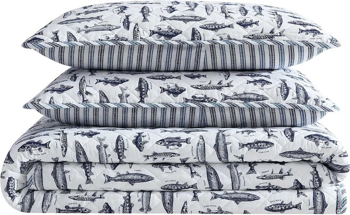 Wes Fish Cotton Twin Quilt & Sham Set