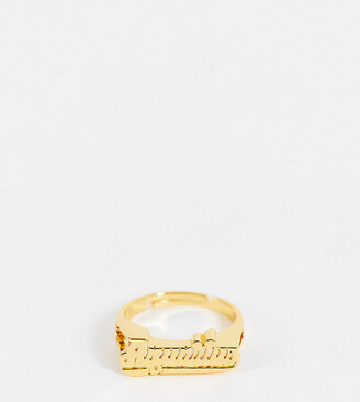 Image Gang Curve adjustable Aquarius horoscope ring in gold plate