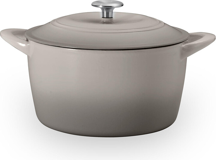 Tramontina Enameled Cast Iron 7-Quart Covered Round Dutch Oven (Oyster):- Oyster