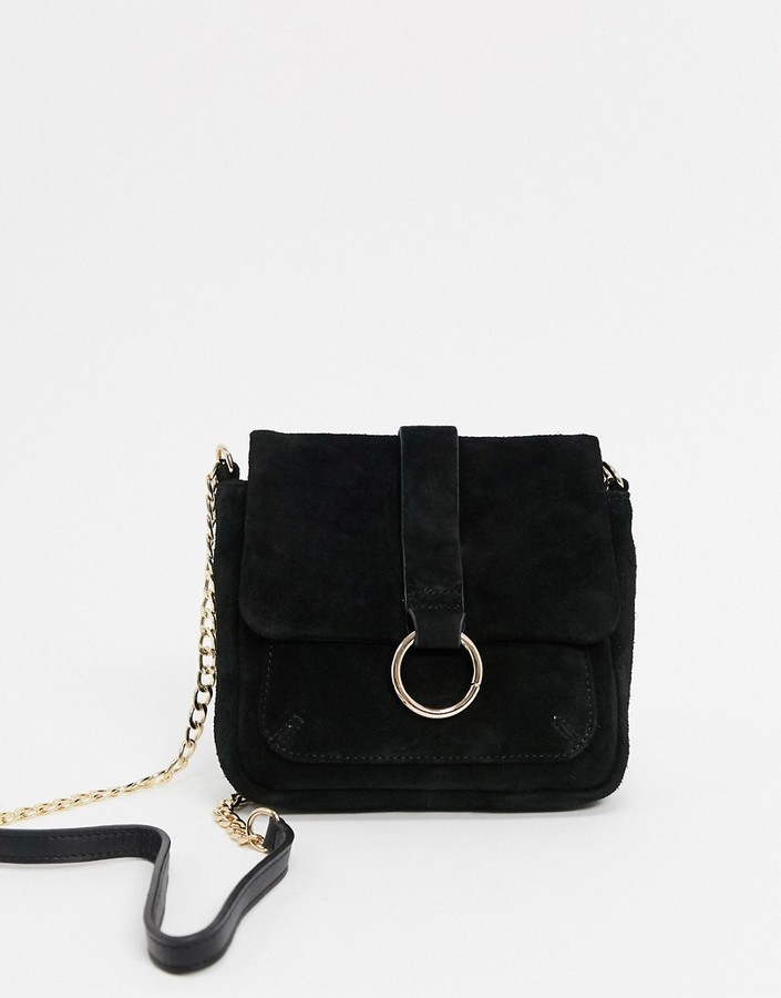 Urban Code Urbancode suede small cross body bag with ring detail in