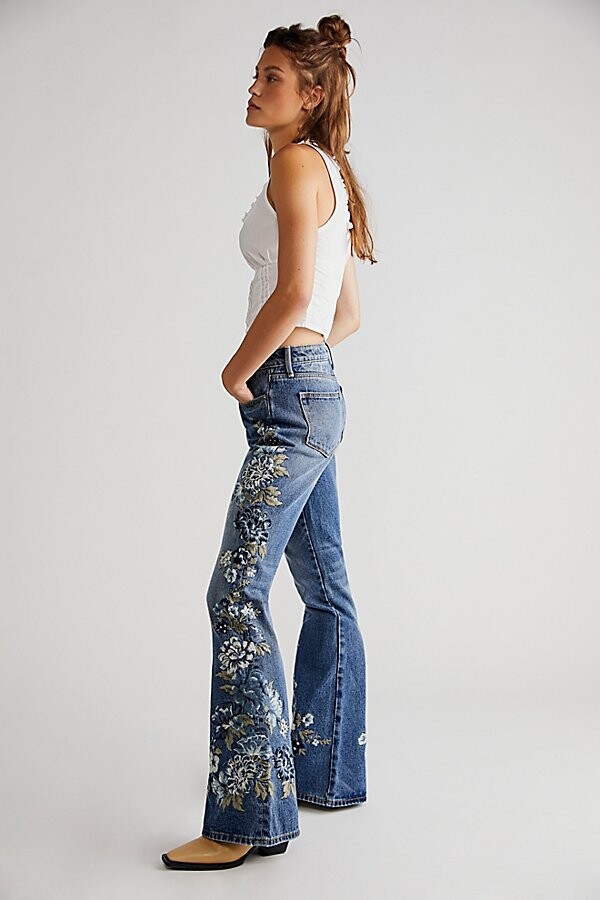 Driftwood Farrah Embroidered Flare Jeans - ShopStyle