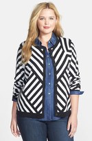 Thumbnail for your product : Foxcroft Chevron Stripe Cardigan (Plus Size) (Online Only)