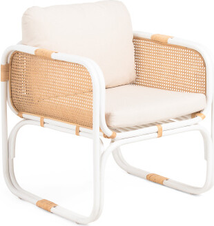 TJMAXX 25.5X24 Rounded Rattan Occasional Chair, Cotton/Polyester/Linen