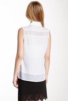 Thumbnail for your product : Laundry by Shelli Segal Laundry Sleeveless Button Front Geo Applique Blouse