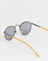 Thumbnail for your product : ASOS Design DESIGN round sunglasses with yellow detail