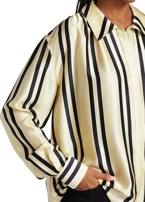 KHAITE Lucien Striped Silk Top