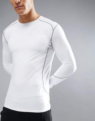 New Look Sport Stretch Long Sleeve Running Top In White