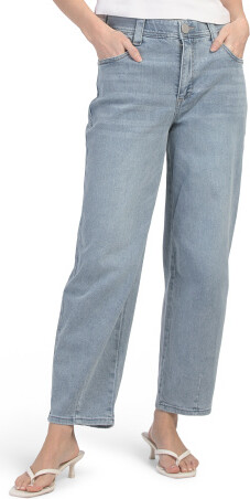 TJMAXX Ab Tech Sky Rise Vintage Barrel Leg Jeans With Darted Cuffs For Women, Spandex/Cotton/Polyester