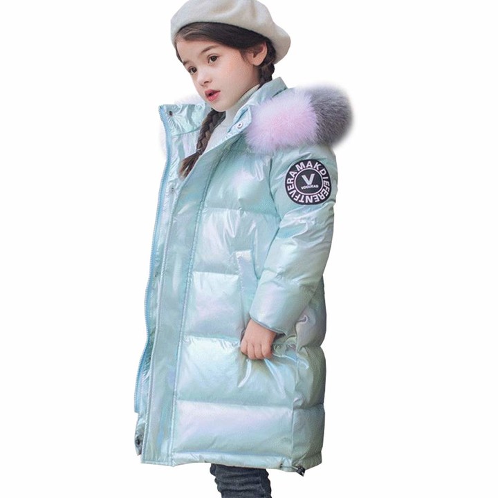 LPATTERN Kids Girls Winter Puffer Coat Warm Padded Jacket School Parka Thickened Cotton Coat Casual Quilted Coat Snow Jacket with Faux Fur Hood 