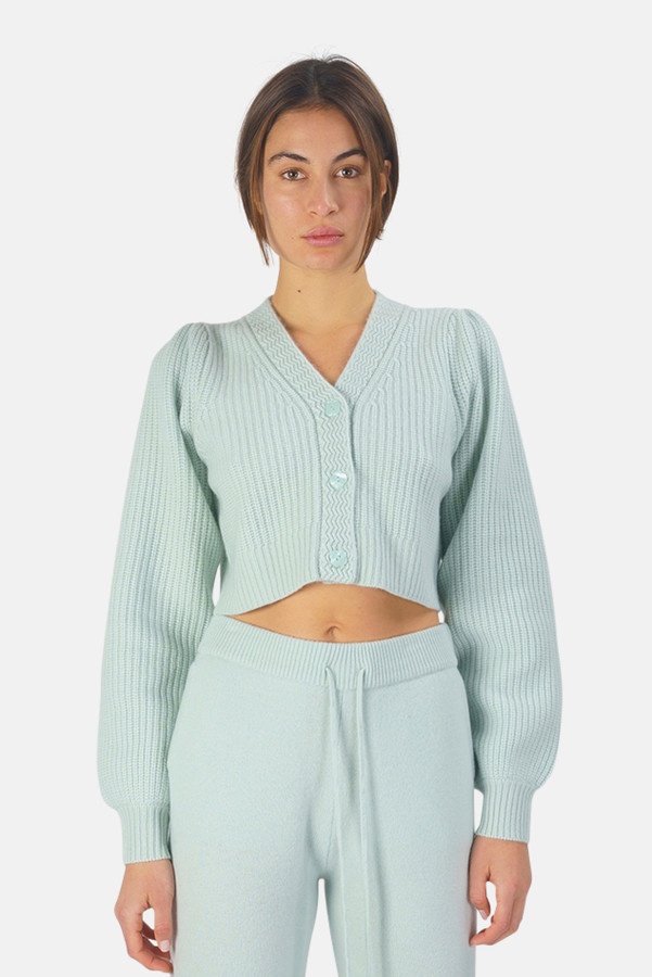 LoveShackFancy Seafoam Avignon Crop Cardigan - ShopStyle