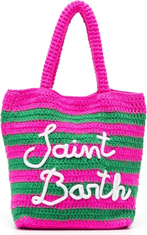 MC2 Saint Barth Woven-Logo Crochet Tote Bag - Pink for Women