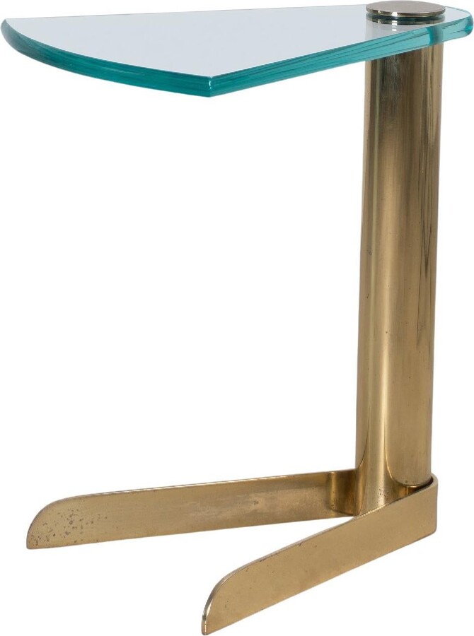 Pace Collection Wedge Accent Side Table By Leon Rosen In Brass & Glass