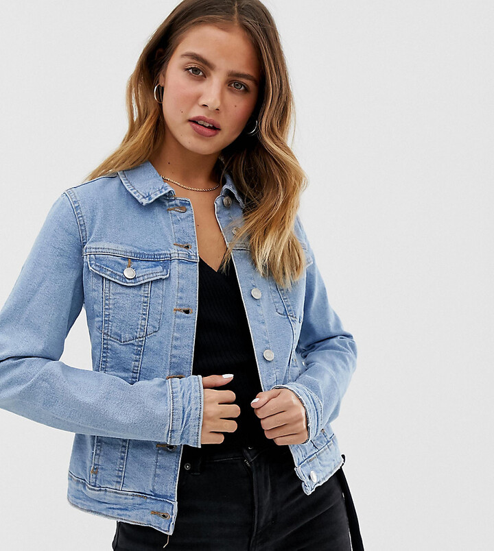 blue fitted denim jacket