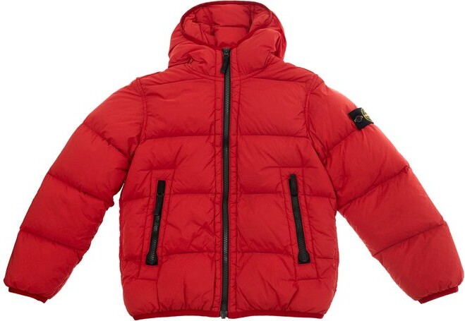 Stone Island Junior Compass-Badge Zip-Up Quilted Jacket