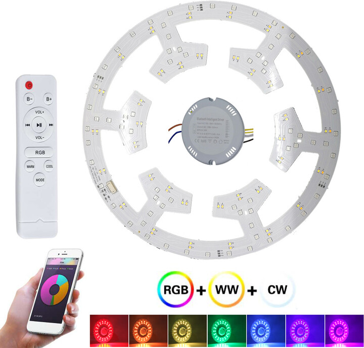 JHC Smart Wifi LED Lamp Chip Beads 36W LED Module DIY Ceiling Light Board Tuya APP Bluetooth Control RGB+WW+CW Dimming