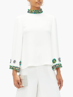 Andrew Gn Sequin-embellished Flared-sleeve Top - White