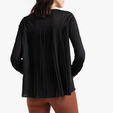 Thumbnail for your product : Anne Weyburn Dual Fabric T-Shirt with Pleated Back