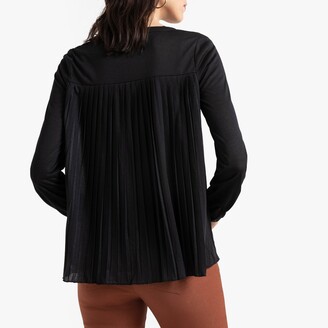 Anne Weyburn Dual Fabric T-Shirt with Pleated Back