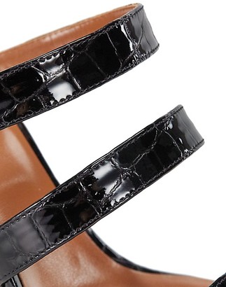 Paris Texas Ankle-Cuff Patent Croc-Embossed Leather Sandals