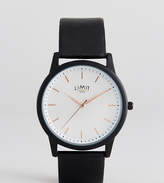 Thumbnail for your product : Limit Black Faux Leather Watch With Wave Dial Exclusive To ASOS