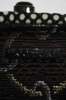 Thumbnail for your product : Kotur Black White Canvas Netted Silver Tone Chain Strap Small Clutch Handbag