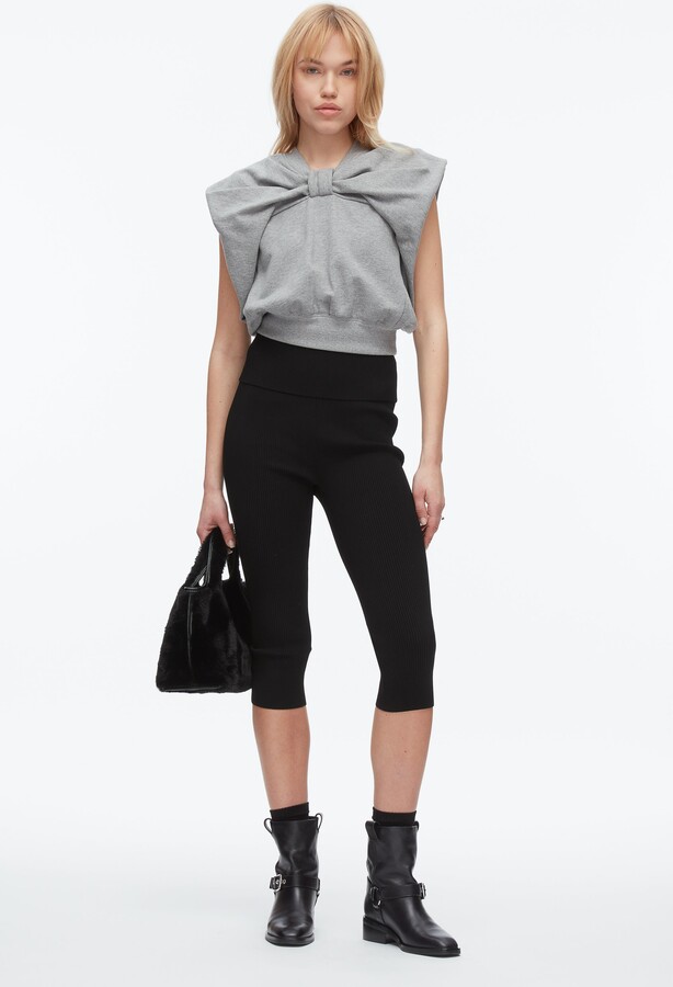 Draped Bow French Terry Top in GREY MELANGE