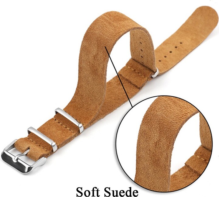 langley Vintage Soft Suede Genuine Leather Watchband 20mm 22mm for Seiko for Omega Strap for Samsung Galaxy Watch 4/5/6/7 Men & apos;s Bracelet