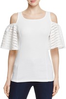 Thumbnail for your product : Three Dots Lace Sleeve Cold-Shoulder Top