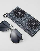 Thumbnail for your product : ASOS Aviator Sunglasses In Black With Black Brow Bar Detail