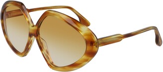 Victoria Beckham 64mm Gradient Oversize Guilloche Geometric Sunglasses