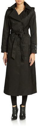 DKNY Hooded Maxi Trench Coat