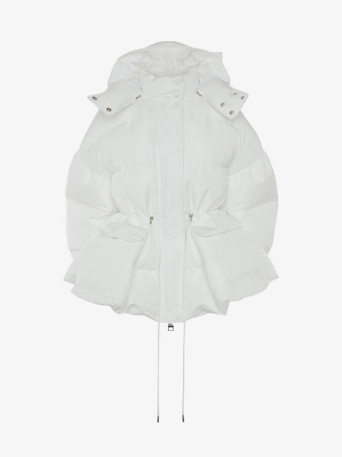 peplum puffer coat