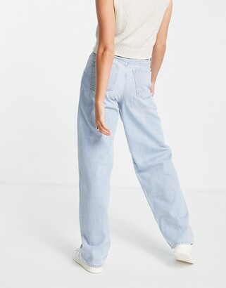Weekday Rail cotton mid-rise straight leg jeans in bleach wash - MBLUE -  ShopStyle