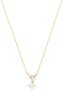 14K Yellow Gold & 0.33 Total Ct. Princess Cut Diamond Pendant Necklace