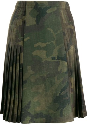 Ermanno Scervino Pleated Camouflage Print Skirt