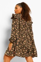 Thumbnail for your product : boohoo Plus Ditsy Floral Tiered Ruffle Smock Dress