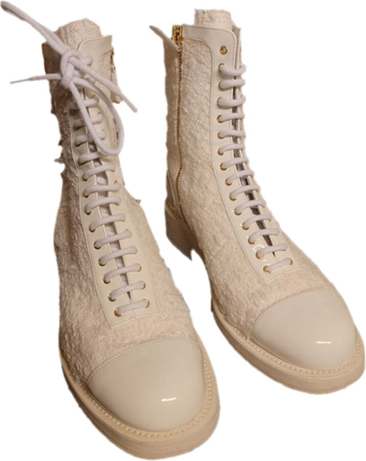 tweed chanel boots