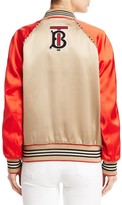 Thumbnail for your product : Burberry Harlington Logo Patch Satin Bomber Jacket